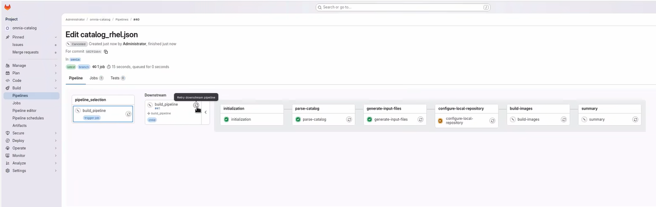 Retry pipeline button